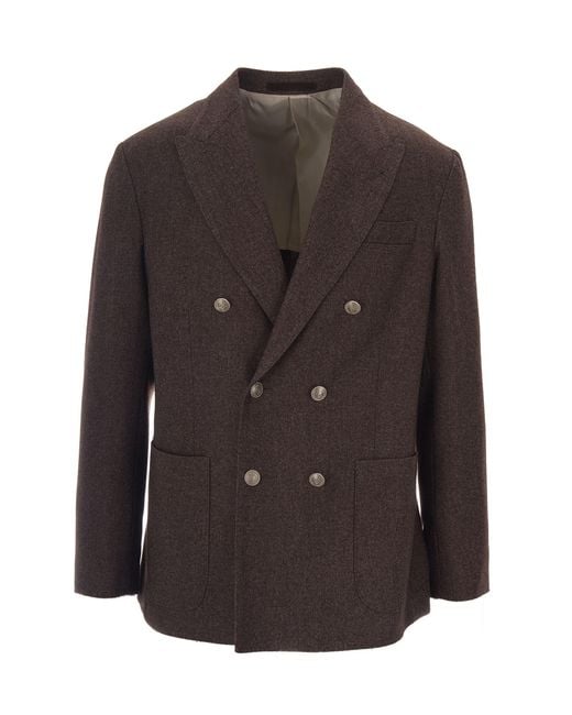 Eleventy Brown Giacca Doppiopetto Moro for men