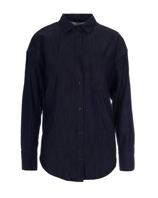 Max Mara Blue Long Sleeve Button-Front Shirt
