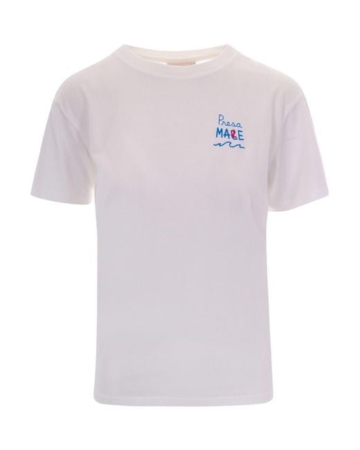 Mc2 Saint Barth White Graphic Crew Neck T-Shirt