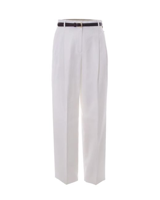 Max Mara White Relaxed Pleated Pants