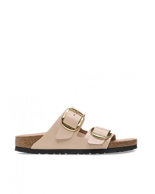 Birkenstock White New Arizona Big Buckle Shine Sandals