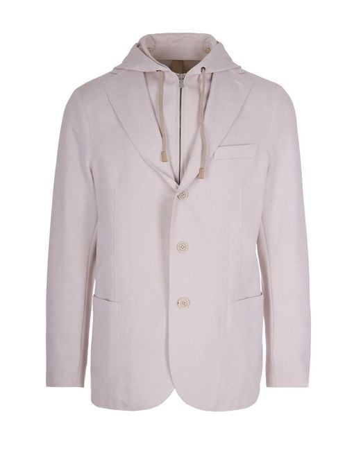 Eleventy White Sand Hooded Jacket for men