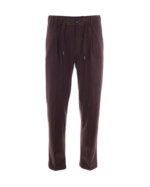 Herno Purple Dark Pinces Drawstring Formal Pants for men