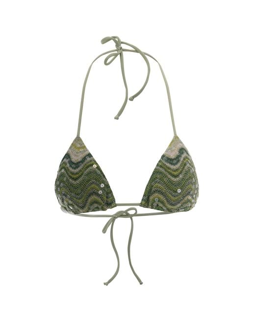 Mc2 Saint Barth Green Bikini Top Leah Paillettes Sea Wave
