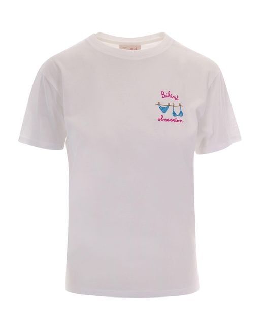 Mc2 Saint Barth White Embroidered Crew Neck T-Shirt