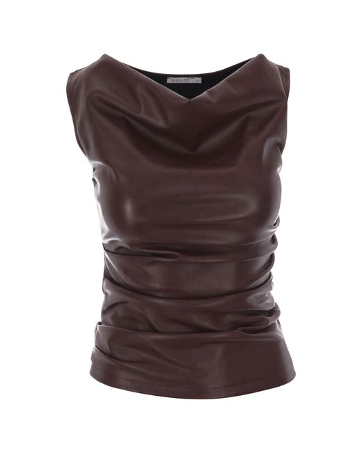 Patrizia Pepe Brown Top Ecopelle Wood