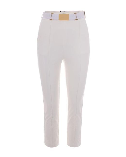Elisabetta Franchi White Skinny Flat Front Pants