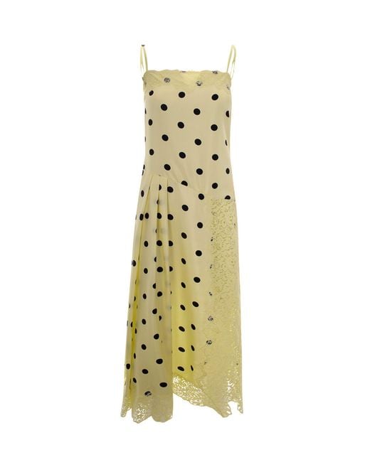 Sportmax Metallic Long Silk Dress Polka Dot