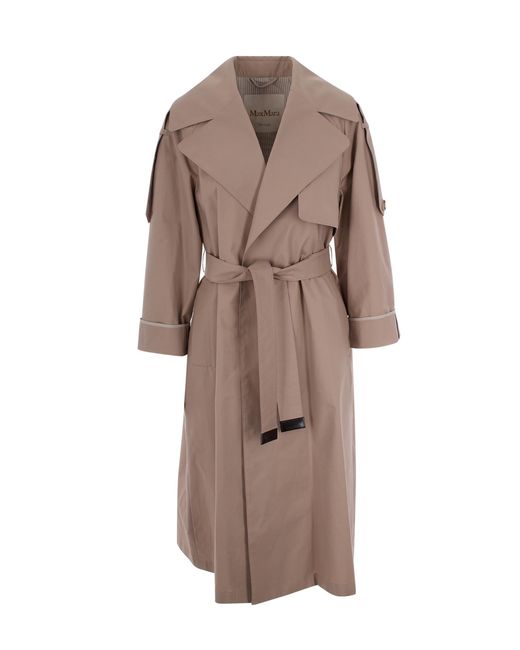 Max Mara Brown The Cube Zeno Cotton Twill Trench Coat