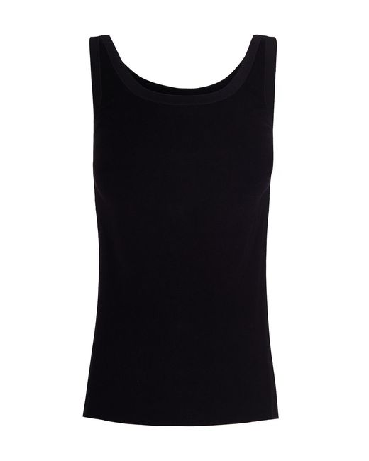 Elisabetta Franchi Black Sleeveless Knit Top With Glossy Viscose Bands
