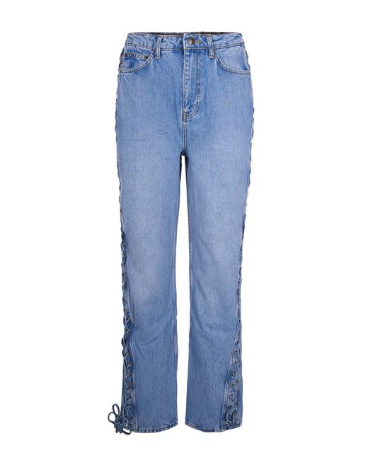 ROTATE BIRGER CHRISTENSEN Blue Hydrangea Twisted Lacing Jeans