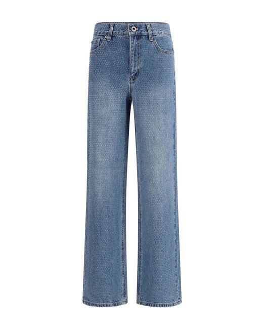 Self-Portrait Blue Straight-Leg Jeans With Strass Inspired Detailing