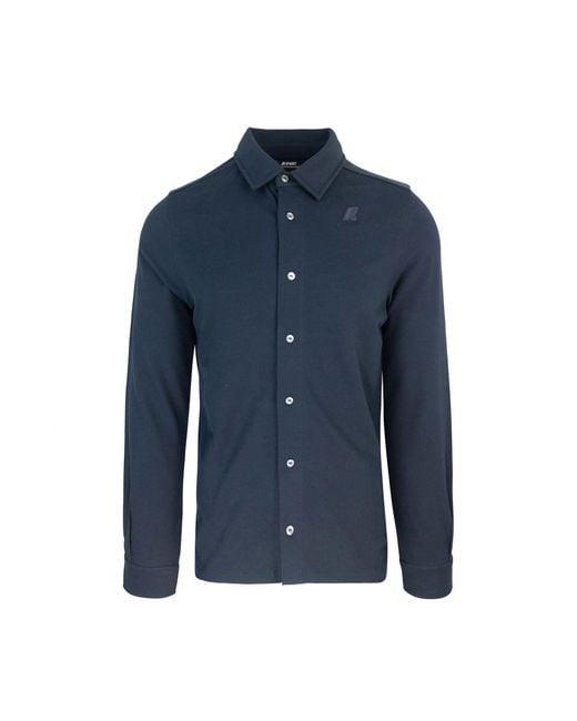 K-Way Blue Camicia Timothee Pique Blu for men