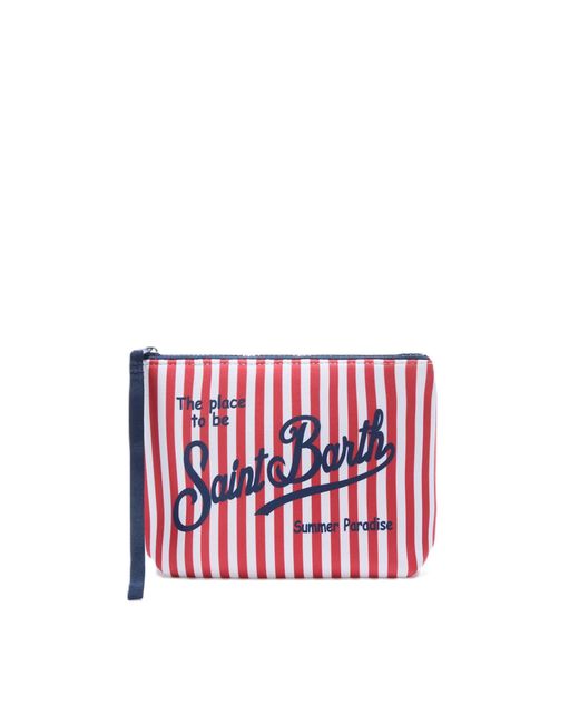 Mc2 Saint Barth Red Pochette Aline Stripes Mini Rossa
