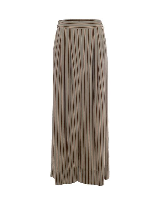 Liu Jo Brown Wide Leg Trousers Ryon Righe/Tobacco