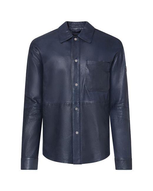 Peuterey Blue Oriental Leather Jacket for men