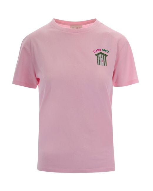 Mc2 Saint Barth Pink Embellished Crew Neck T-Shirt