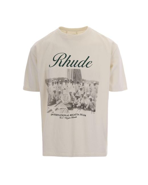 Rhude White Vintage-Inspired Mini Graphic T-Shirt For for men
