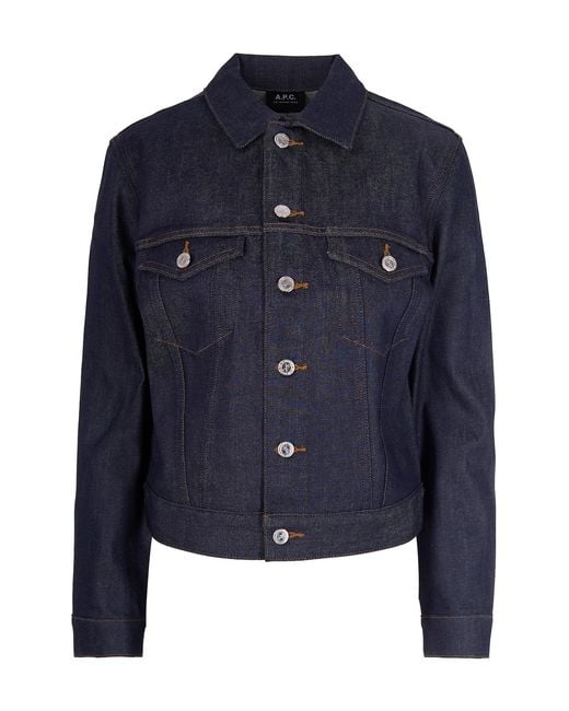 A.P.C. Blue Structured Denim Jacket With Flap Pockets And-Tone Accents