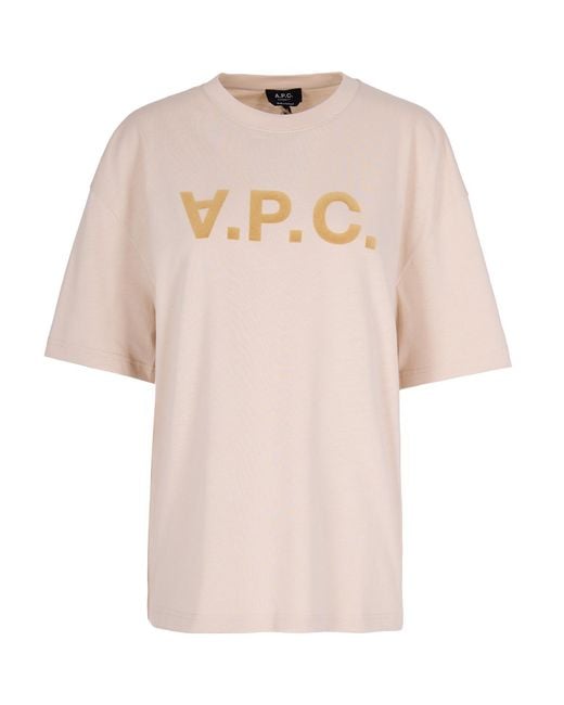 A.P.C. Natural Flocked Logo T-Shirt