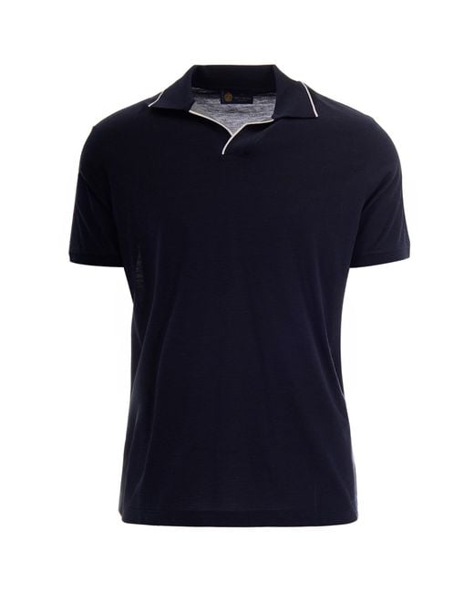 Paul & Shark Blue Mini Polo With Silk Blend for men