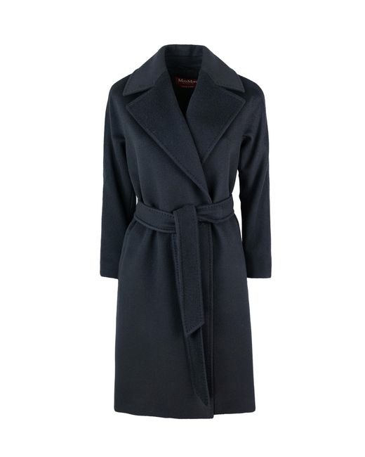 Max Mara Blue Notched Lapel Trench Coat