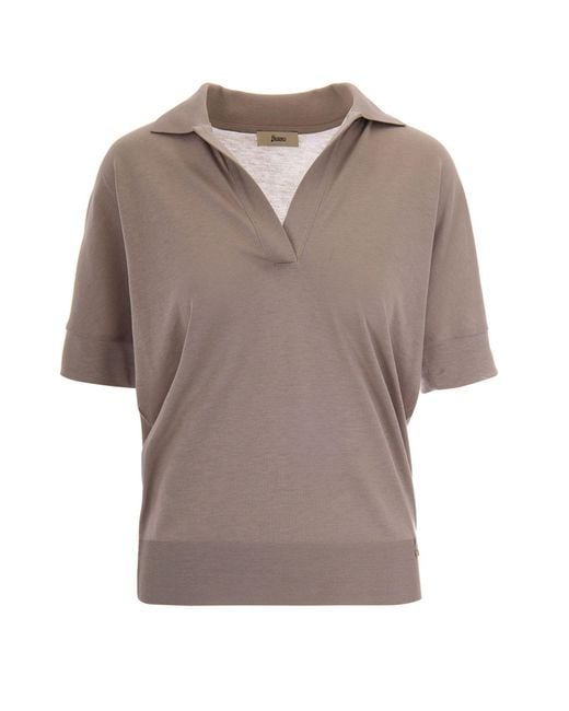Herno Brown Dove Jersey Polo