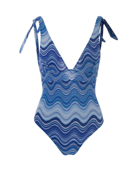 Mc2 Saint Barth Blue One-Piece Swimsuit Marylin Sea Wave