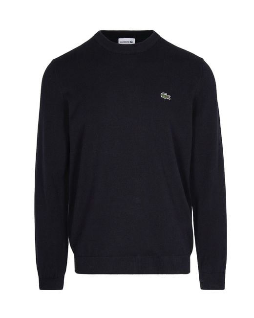 Lacoste Blue Maglione Logo Nero for men