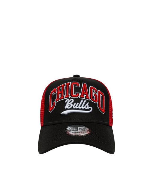 KTZ Red Cappello 9Forty E-Frame Trucker Chicago Bulls Nba Script Nero for men