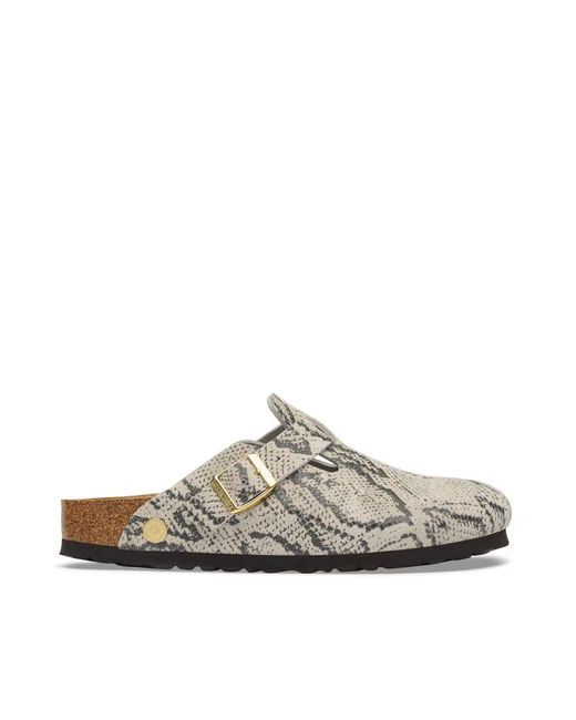 Birkenstock White Sabot Boston Snake Oyster