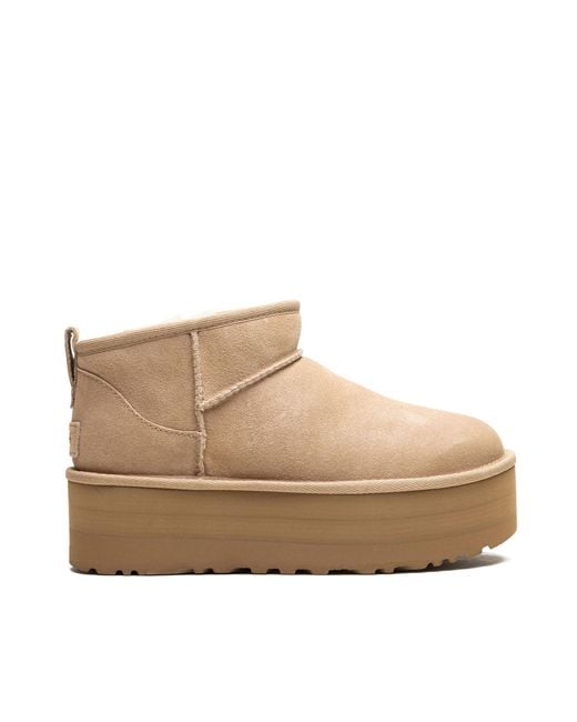 Ugg Natural Stivaletto Classic Ultra Mini Con Plateau Sand