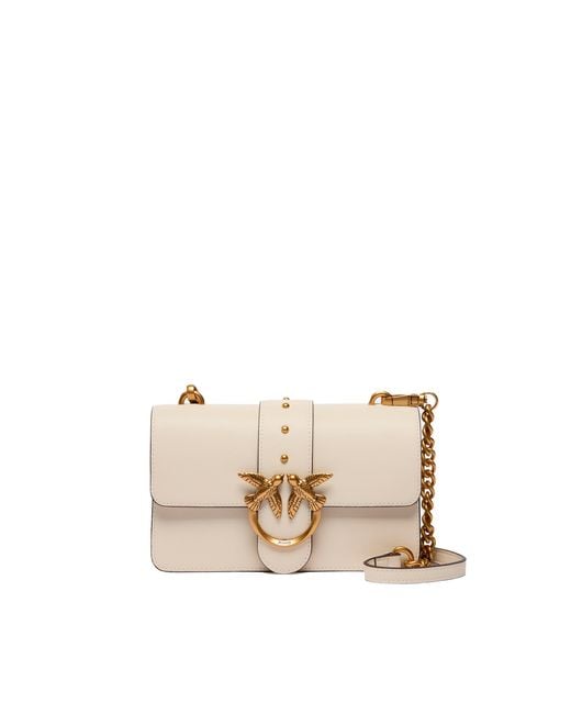 Pinko Natural Borsa A Tracolla Mini Love Bag Bianco Seta/Antique