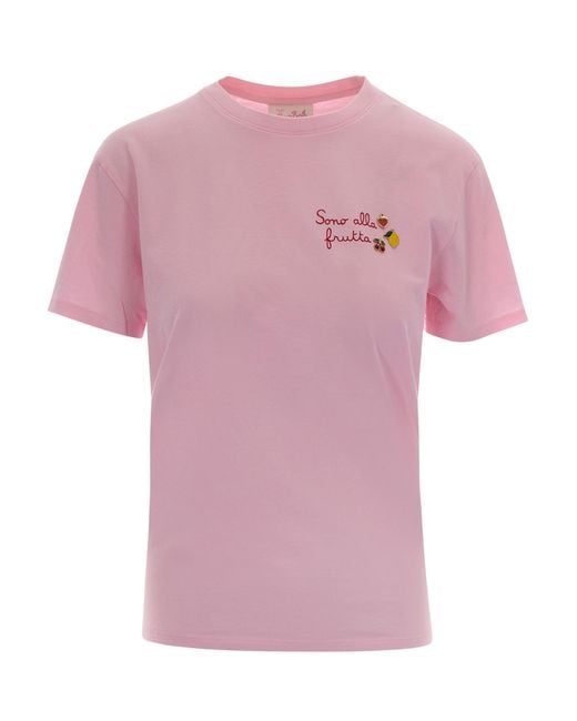 Mc2 Saint Barth Pink Embroidered Crew Neck T-Shirt