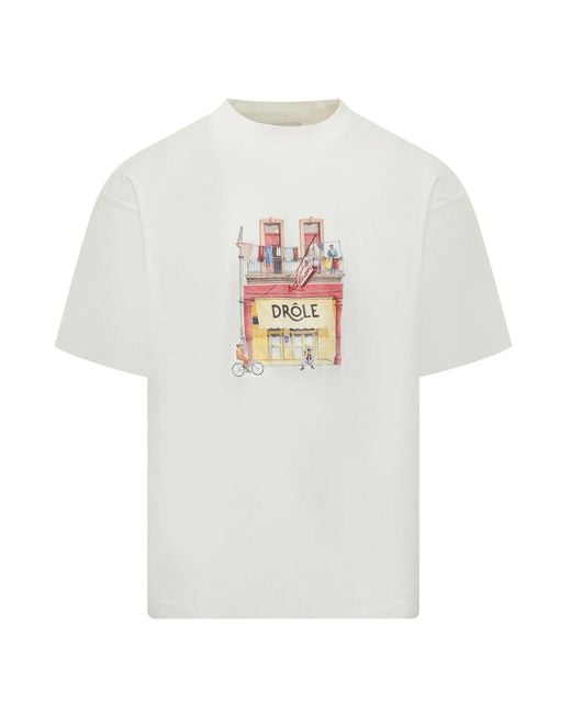 Drole de Monsieur White T-Shirt Café Off for men