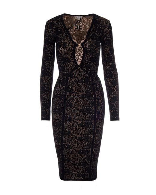 Elisabetta Franchi Black Abito Tricot Nero Nude