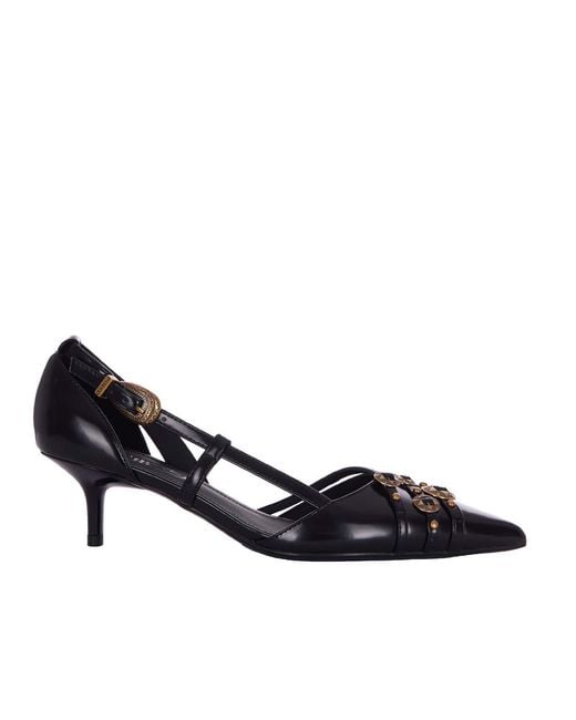 Pinko Black Slingback Pointed-Toe Shoes With Decorative Buckles
