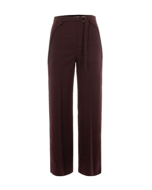 Patrizia Pepe Purple Flowing Checked Pants
