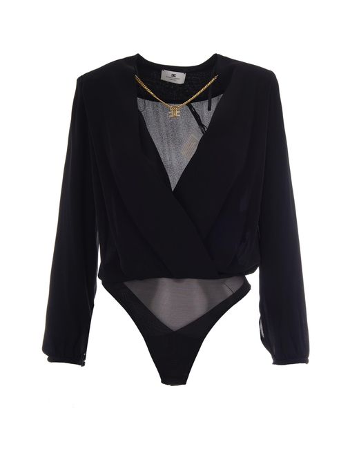 Elisabetta Franchi Blue Bodysuit Georgette