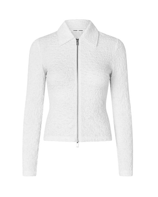 Samsøe & Samsøe White Zip Sweatshirt Froissè
