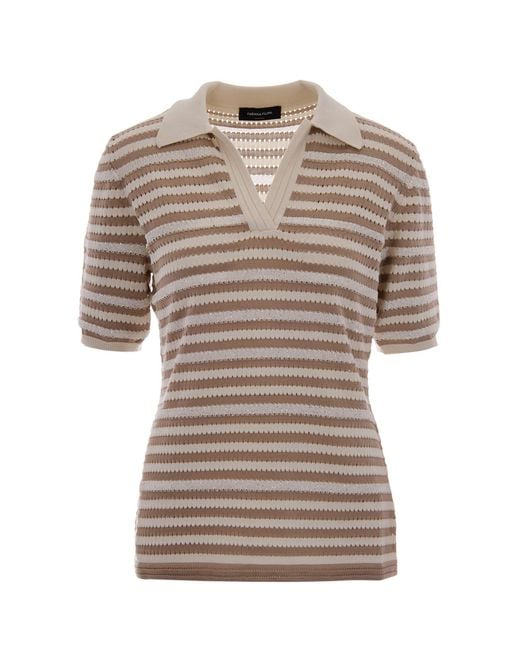 Fabiana Filippi Natural Stripes Shirt Collar Polo