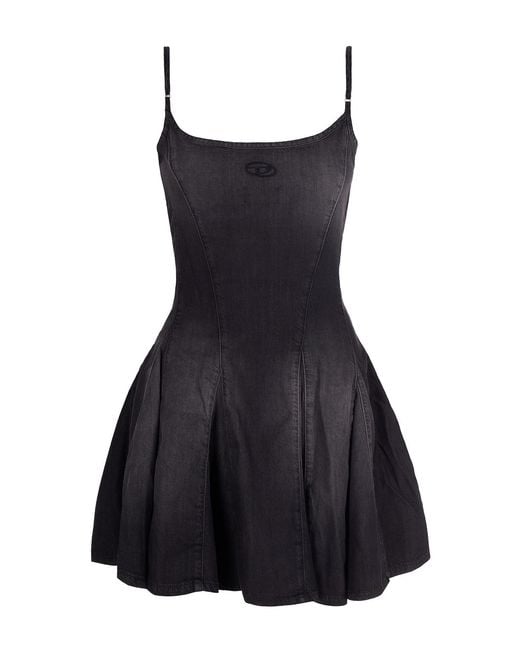 DIESEL Short Denim Dress With Adjustable Straps in Black | Lyst