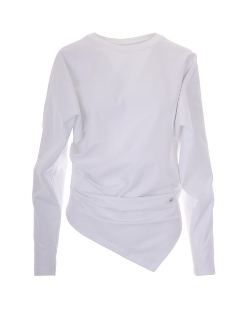 Ganni White T-Shirt Heavy Stretch Draped Bright