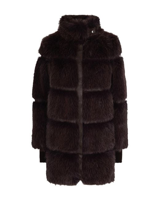 Patrizia Pepe Black Fluffy Midi Coat