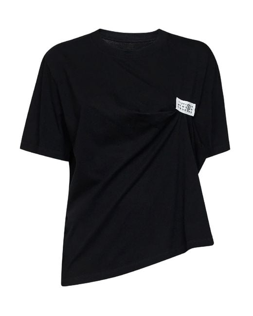 MM6 by Maison Margiela Black T-Shirt Drapping