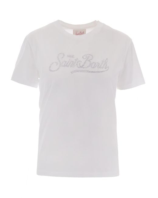 Mc2 Saint Barth White Embellished Crew Neck T-Shirt