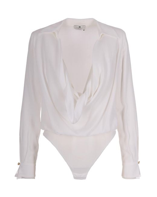 Elisabetta Franchi White Chic Mini Shirt For Ss26
