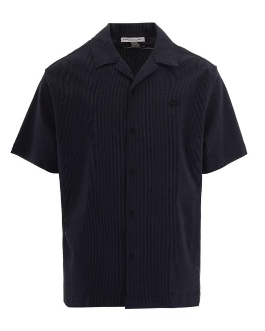 Lacoste Camicia Seersucker Blackbird Graphite for men
