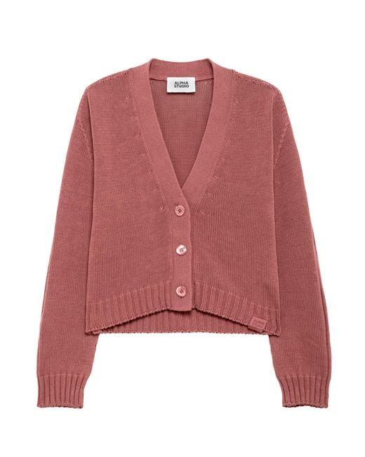 Alpha Studio Red Cardigan Boxy Integrale Cipolla