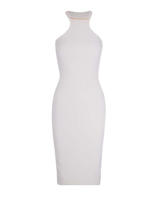 Elisabetta Franchi White Ivory Dress With Detail